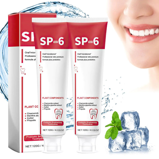 Sp-6 Ultra Whitening Sp-6 Ultra Whitening Toothpaste Sp 6 Toothpaste Probiotic Brightening Toothpaste Sp-6 Toothpaste Fresh Breath Deep Cleaning Care Toothpaste(120g*2PCS)