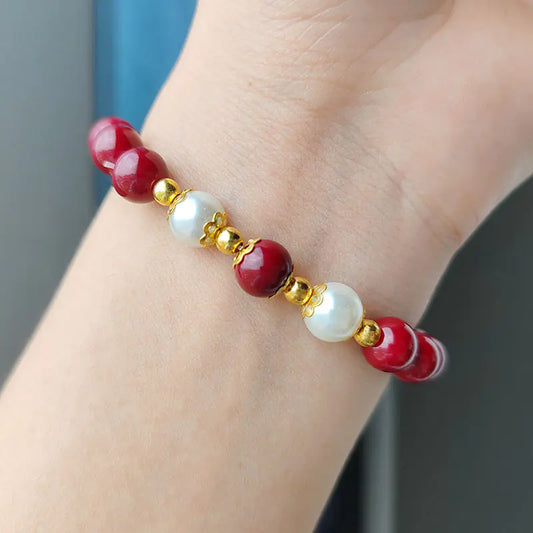 Cinnabar Shell Pearl Fashion Bracelet