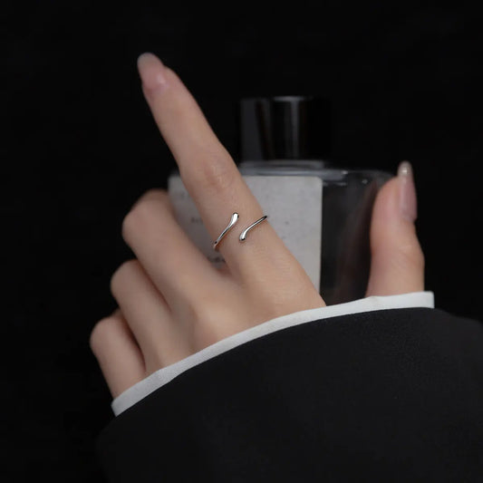 S925 Silver Glossy Line Ring for Women