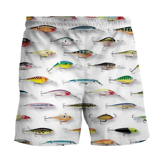 Men's Beach Shorts Featuring Fish Print Design